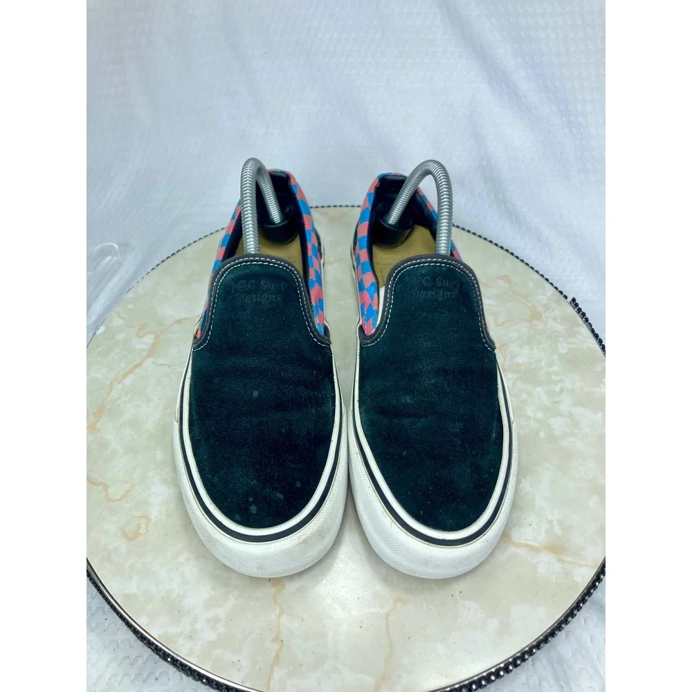Vans Suede Platform Slip-On Shoes Womens Sz 8.5 Black Pink Checkerboard Sneakers